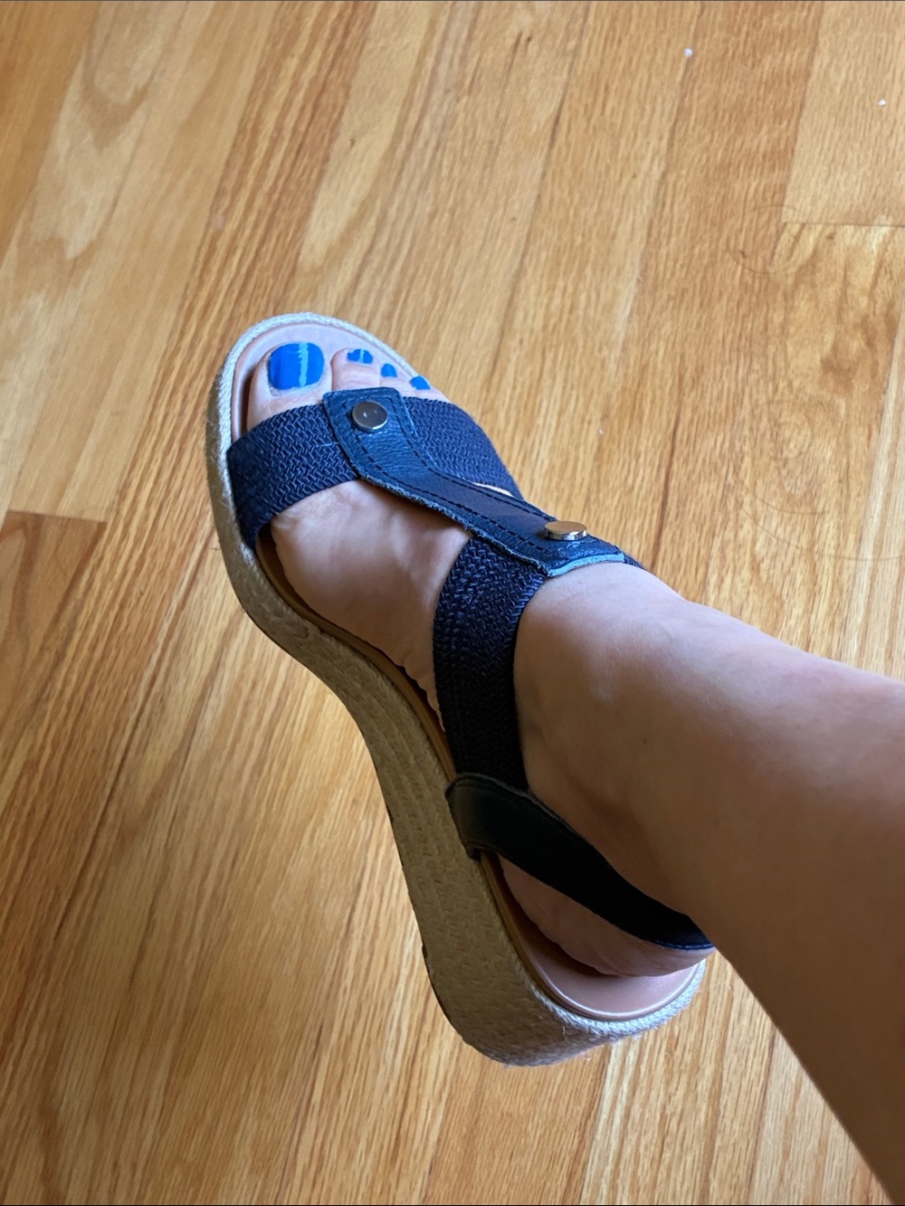 Vionic Calera Espadrille Wedge Sandal, Navy Blue, Size 6.5